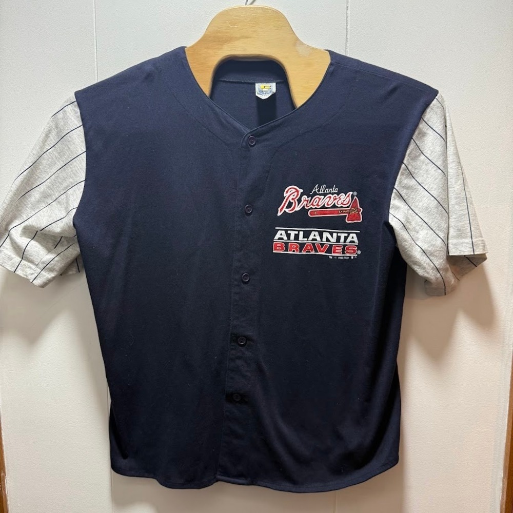 Vintage 1992 Atlanta Braves‎ Jersey Shirt Competitor Navy Mens XL Made in USA